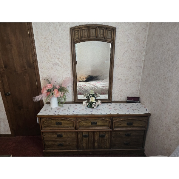 7 Drawer Dresser with Mirror and Doors with 2 More Drawers - Contents Included - Dimensions in Desc.