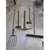 Image 1 : Louisville Home Pickup - 5 PcS - Lot Of Garden Tools - Axe, Pitch Fork, Pick Etc, See Pics
