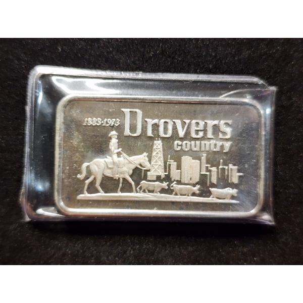 Rare Vintage Drovers Country National Bank of Chicago One Ounce .999 Fine Silver Bar