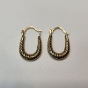 Image 1 : 10K Yellow Gold Textured Hoop Earrings - Total Weight: 0.4g