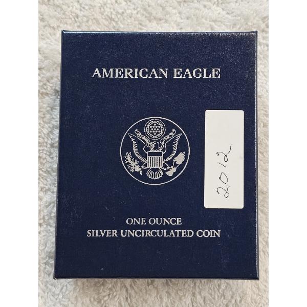 2012 1oz. Uncirculated Silver American Eagle in Original Packaging - AFV $1.00