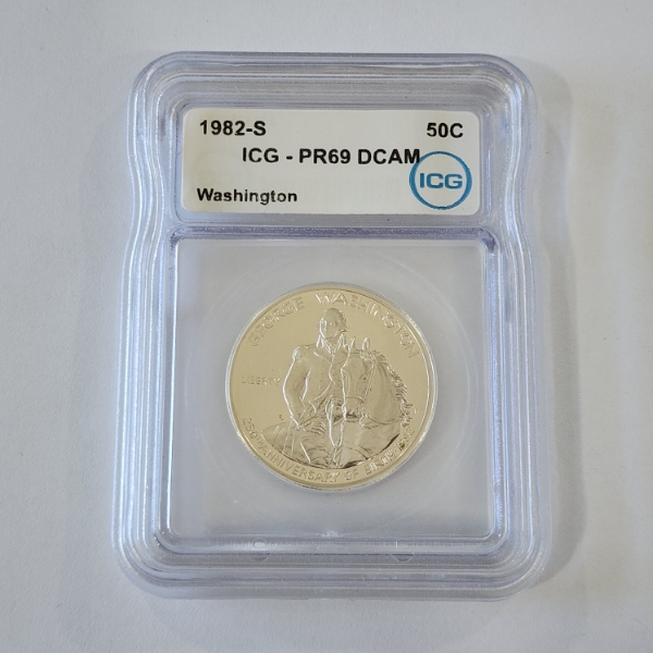 1982-S George Washington Commemorative 90% Silver Half Dollar - ICG PR69 DCAM