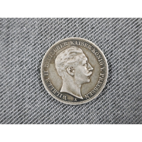 1910 Prussian Drei Mark - 90% Silver Coin - ASW: 0.4823 Oz