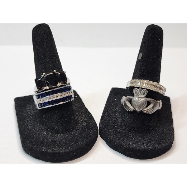 Four Stunning Sterling Silver Rings - Various Styles and Gemstones - TW: 17.3g