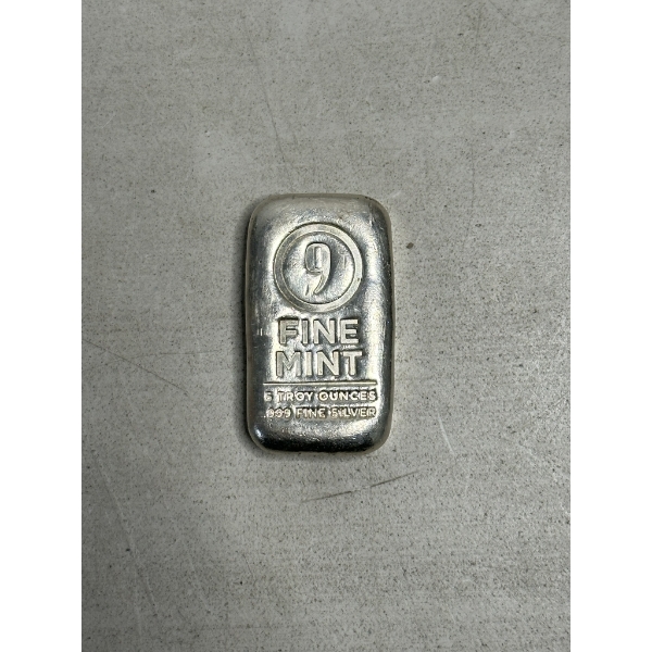 5 Troy oz Hand Poured Bar - .999 Silver