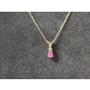 Image 2 : 14K Gold Necklace with Pink Stone Pendant - 20in - TW: 1.3g