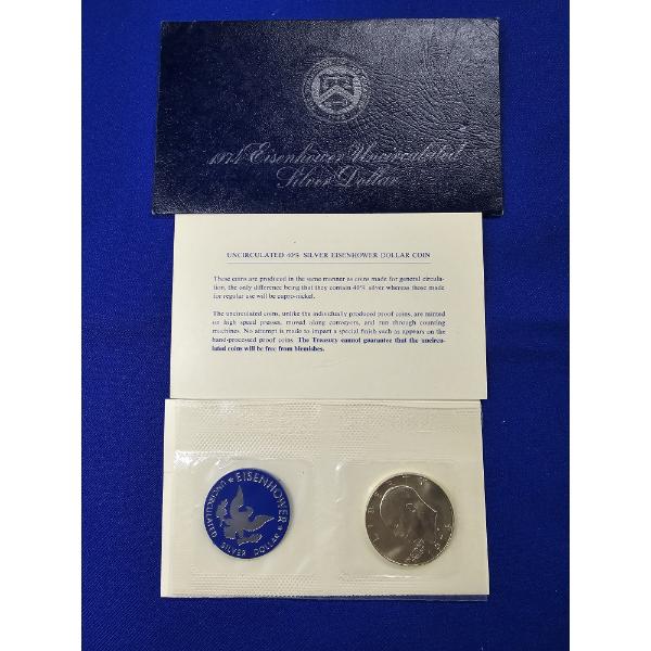 1974- S Eisenhower "Blue Pack" Uncirculated 40% Silver Dollar Coin