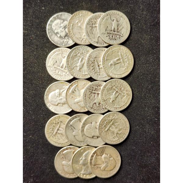 $4.75 Face Value in Assorted 90% Silver Quarters 