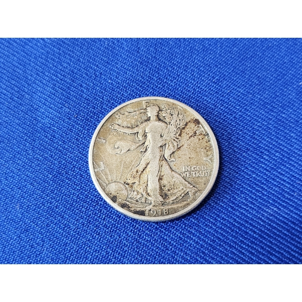 1918-S Walking Liberty 90% Silver Half Dollar