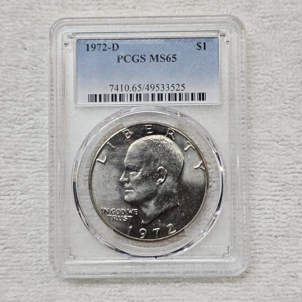1972-D Eisenhower "Ike" Dollar Professionally Certified by the PCGS as MS65