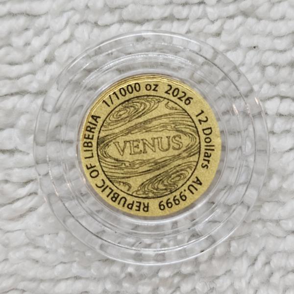 Liberia 2026 Venus Solar System Series 1/1000 oz Gold Coin - 12 Dollars