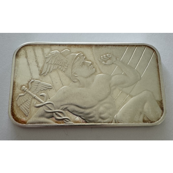 Sunshine Minting Mercury Design One Troy Oz .999 Fine Silver Bar- Incredible Condition