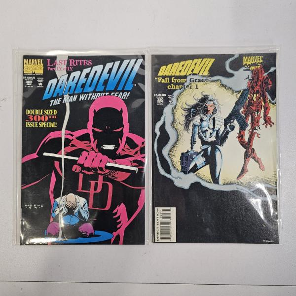 Two Classic 1990s Marvel Comic Books Featuring Daredevil Issues 300 And 320
