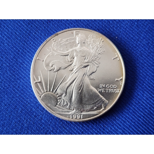 1991 Silver American Eagle $1 Coin - 1 oz .999 Fine Silver