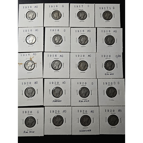 (20) Mercury Dimes 90% Silver