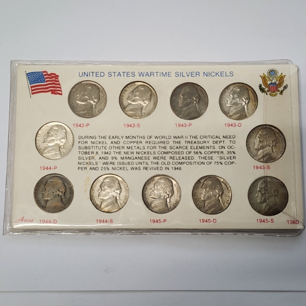United States Wartime Silver Nickels Collection - Includes (12) 35% Silver Nickels