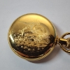 Image 3 : Westclox Gold-Tone Pocket Watch with Railroad Train Engraved Back