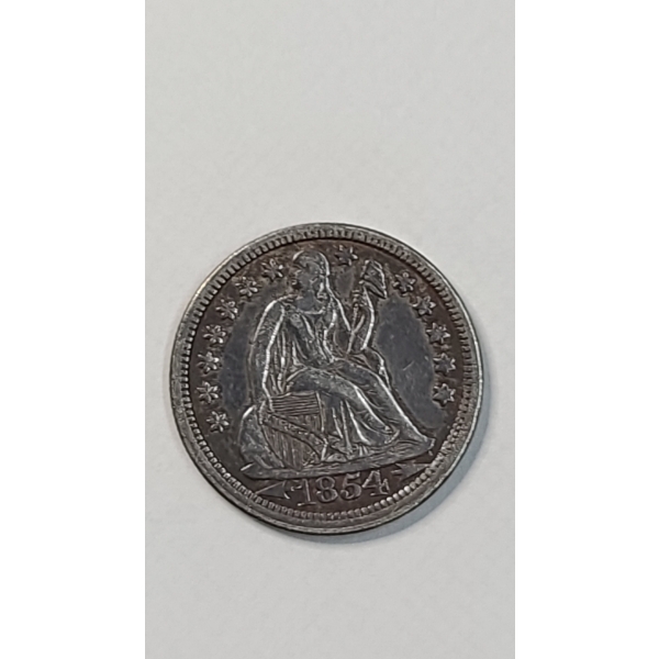 1854 United States Seated Liberty 90% Silver Dime With Arrows