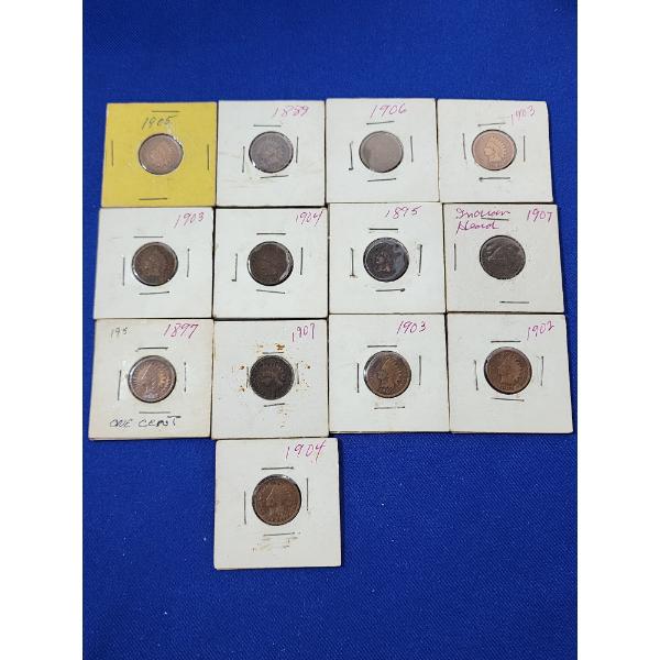 x13 Assorted Years United States Indian Head Cents