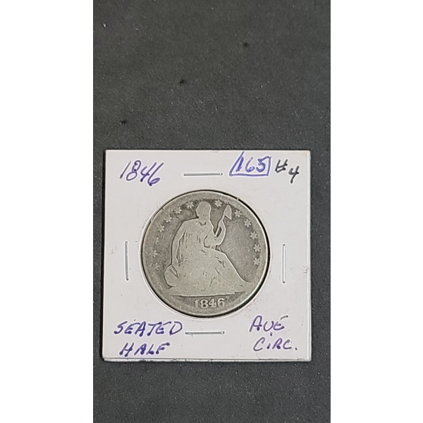 United States 1846 90% Silver Seated Liberty Half Dollar 