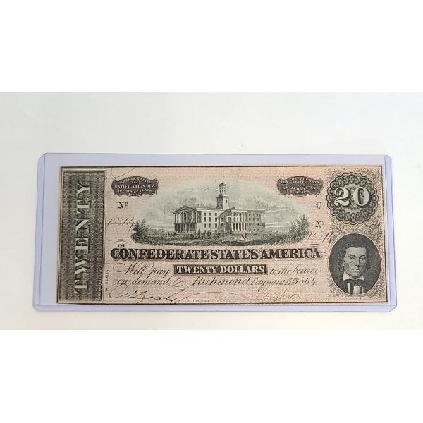 United States Series 1864 T-67 $20 Confederate States Of America Richmond, Virginia Note 