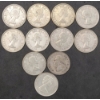 Image 6 : (11) Assorted Years Canadian 80% Silver 25 Cent Coins 