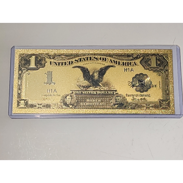 United States Silver Certificate $1 Gold Foil .999999 - 24K Note In Protective Holder - Mint Cond.
