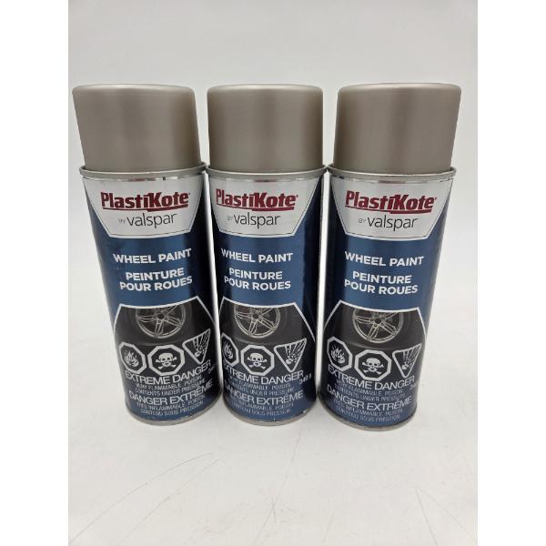 Three 11oz Cans Of PlastiKote Wheel Paint In Steel Wheels
