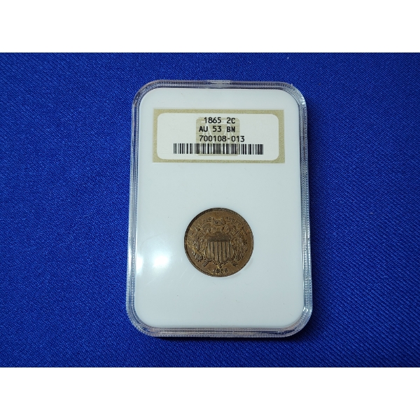 1865 United States Two-Cent Piece NGC AU 53 BN
