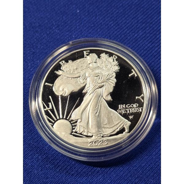 2023 - W American Silver Eagle 1 Troy oz Silver PROOF Coin w/ box & COA