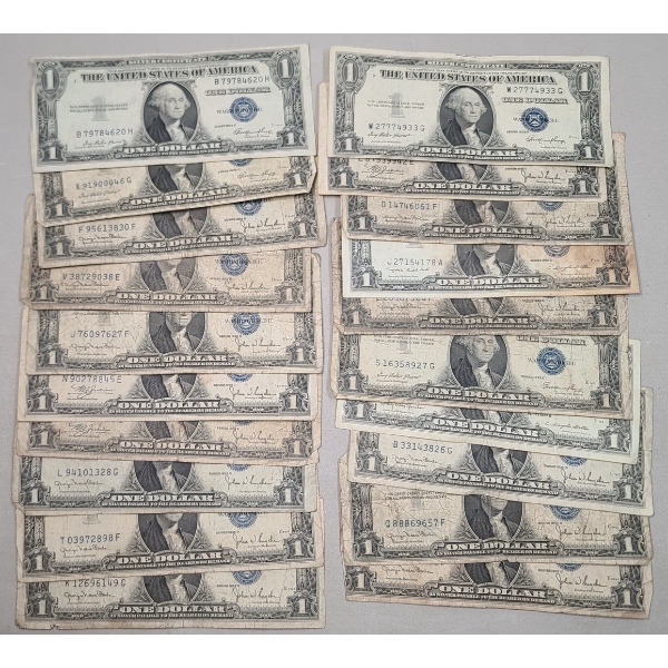 Lot Of (20) Assorted Series United States $1 Silver Certificates - Face Value: $20.00