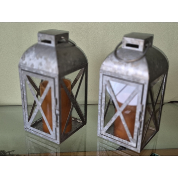 PICKUP IN NORTHFIELD - Pair Of Metal Decor Lanters As Shown - See Pics 