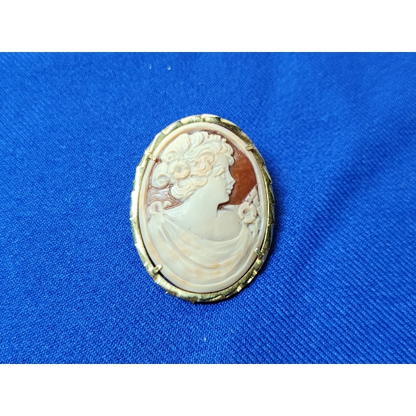 Vintage Shell Cameo Brooch/Pendant TW: 5.5g