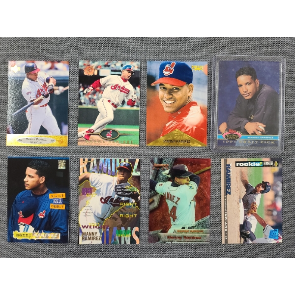 Lot of Eight Asstd. Manny Ramirez Cleveland Indians Baseball Trading Cards w/ Rookie! All Near Mint!