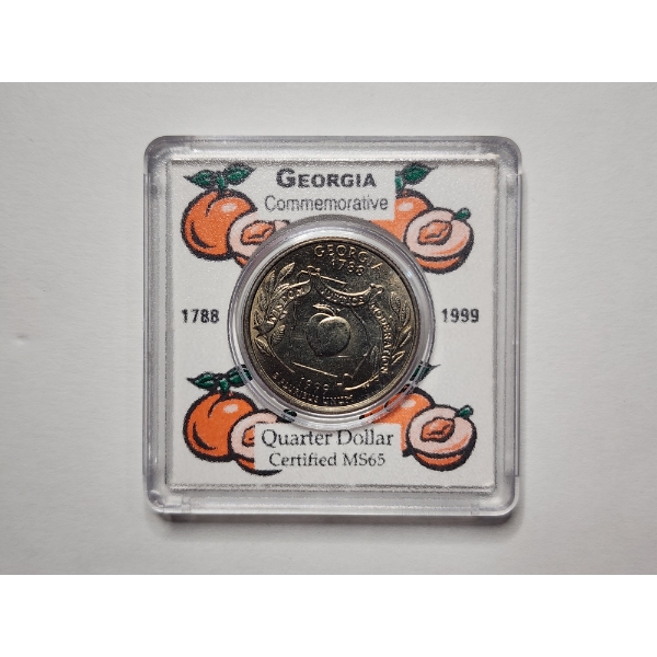 1999-D United States Georgia Commemorative State Quarter Certified MS65 in Display Case