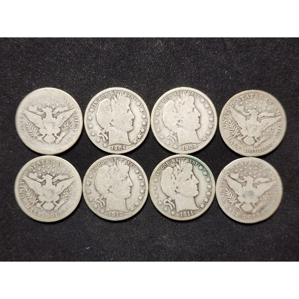$4.00 Face Value in 90% Silver Barber Half Dollars - Assorted Conditions!