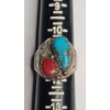 Image 7 : Sterling Silver Navajo Turquoise & Coral Ring - Size 11 - Weight: 16.4g