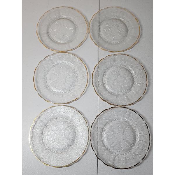 Jeannette Glass Harp 22kt Gold-Plated 7" Plates - Set of 6 Plates
