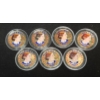 Image 1 : (7) 1999 Colorized Susan B. Anthony $1 Coins In Coin Capsules 