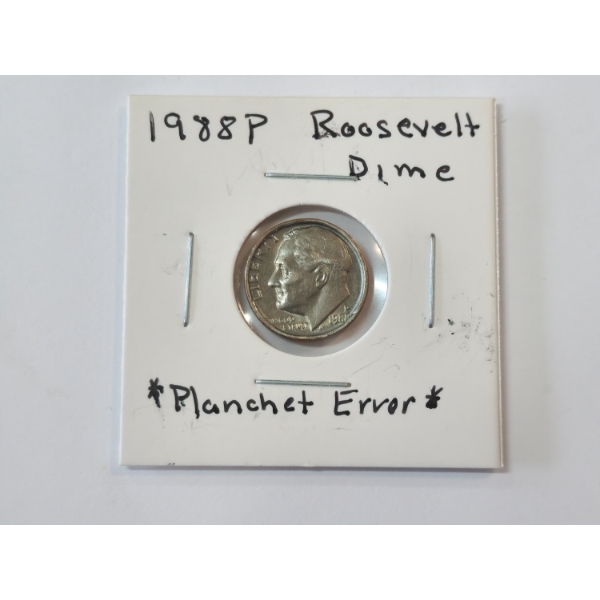 ERROR COIN: 1988 Roosevelt Dime - Planchet Error