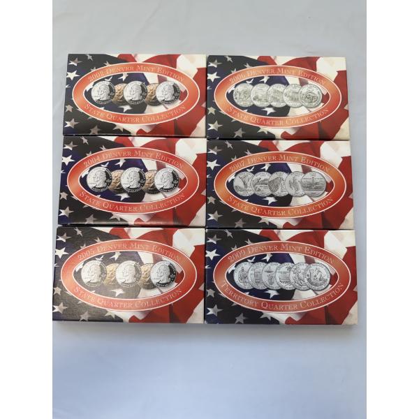 Six Assorted U.S. Denver Mint Edition State Quarter Collection Sets - Mint Condition