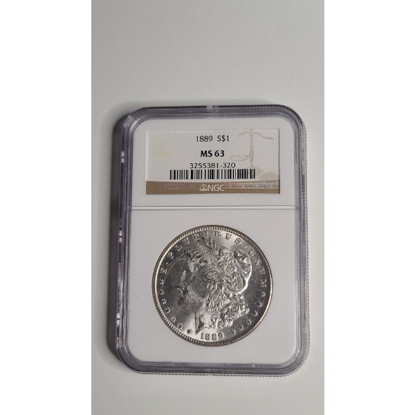 NGC 1889 MS 63 Morgan 90% Silver Dollar