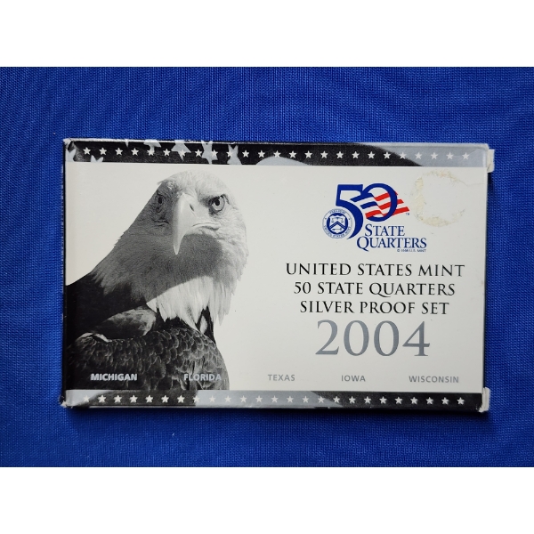 2004 United States Mint 50 State Quarters Silver Proof Set ~ 5 State Quarters All 90% Silver 