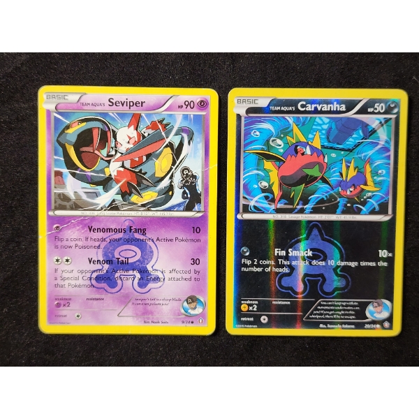 Two Team Aqua's Pokemon Trading Cards Including Reverse Holo Carvanha 