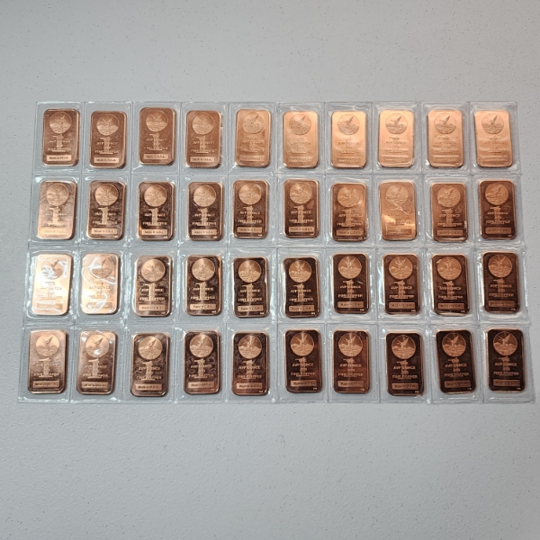 SEALED SHEET of 40 Total - 1 AVP oz .999 Fine Copper Libertad Bars - Mint Condition!