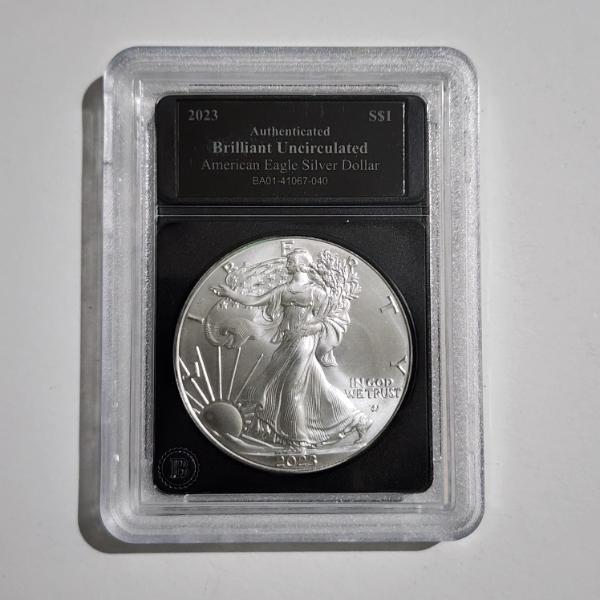 2023 American Eagle 1 Oz 999 Fine Silver Round in Bradford Exchange Slabbed Authenticated BU