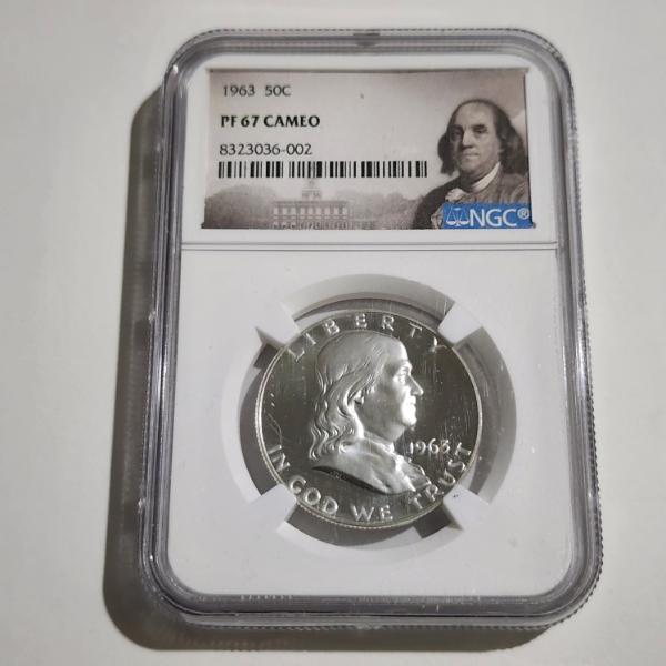 NGC PF67 Cameo United States 1963 Proof 90% Silver Franklin Half Dollar