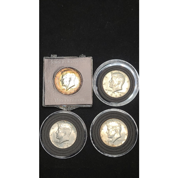 Assorted Years 40% Silver Kennedy Half Dollars - Face Value: $2.00