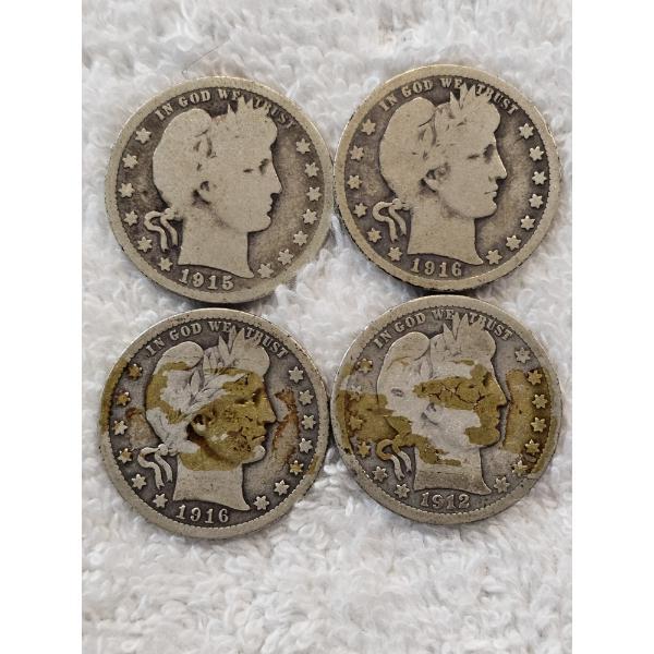 90% Silver United States Barber Quarter-Dollar Assortment - AFV: $1.00