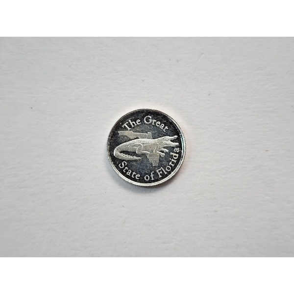 Gold Silver Naples One Gram Gator .999 Fine Silver Round